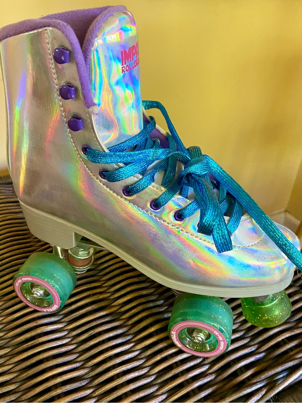 Impala Holographic Roller Skate with Teal Laces